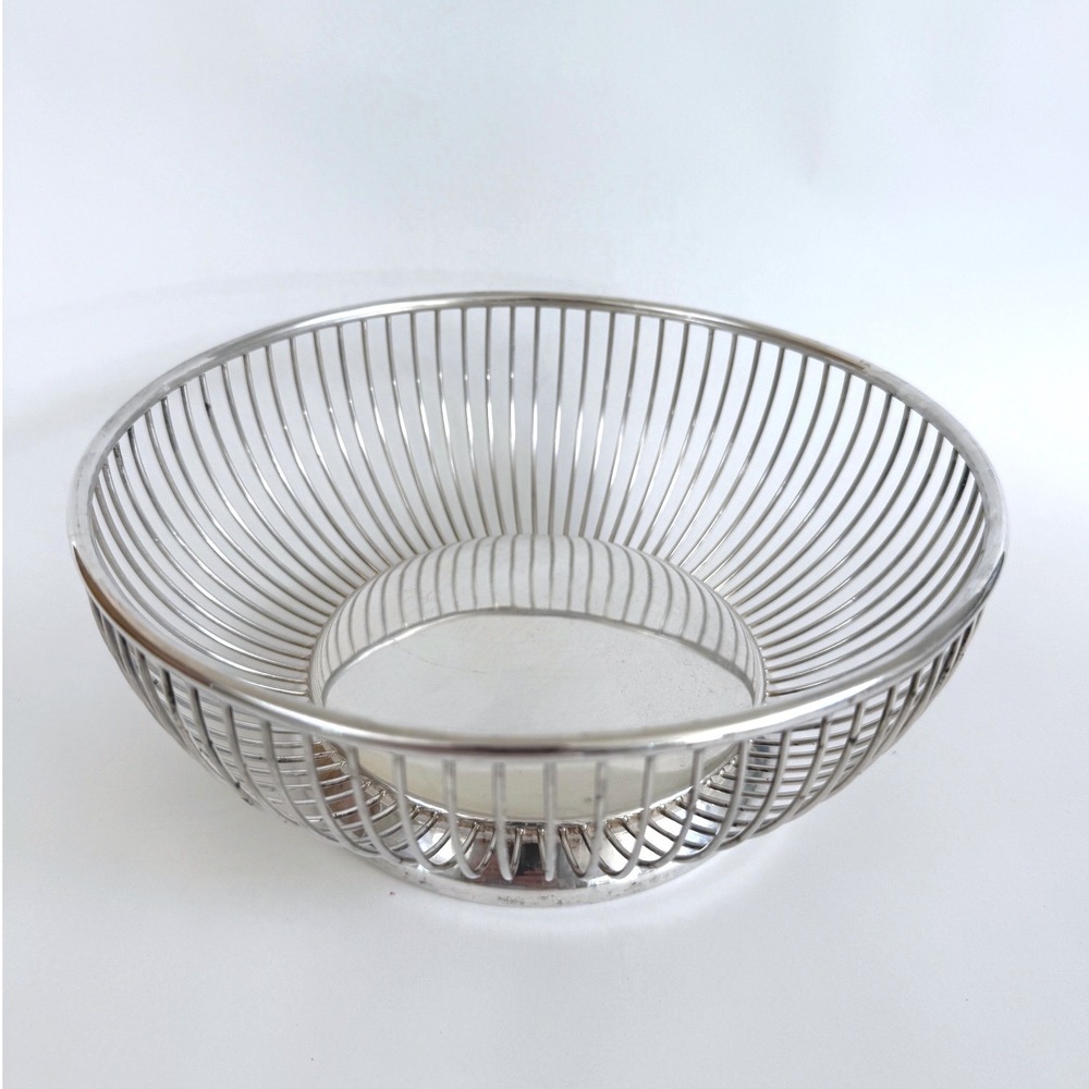 Vintage Gorham YC741 Italy Silverplate 8" Wire Basket Mid Century Modern